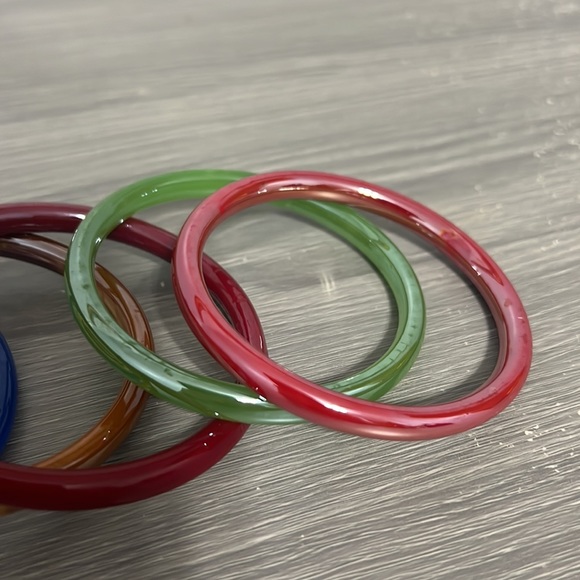 New Set of Colorful Bangle Bracelets, Glass or Plastic - Picture 5 of 6